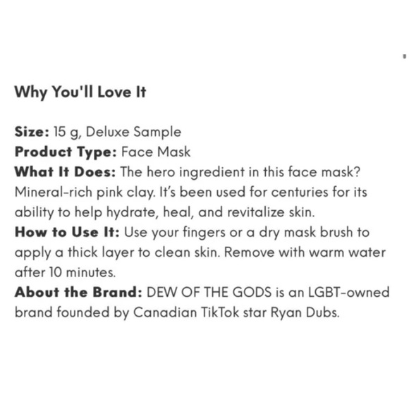 DEW OF THE GODS Claydate Mini Pink Clay Mask - .5 oz NIB - Picture 2 of 2